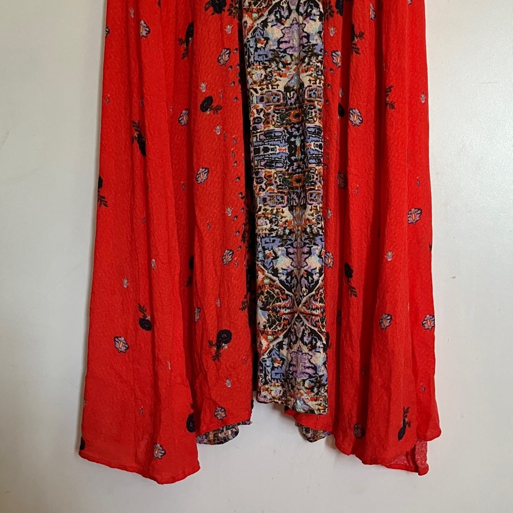 Free People morning song button up lace coral floral print maxi slip dress M - Picture 7 of 9